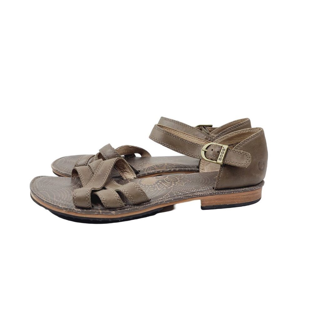 Bogs Women's Taupe Nashville Leather Closed Heel Ankle Strap Sandal Size US 10